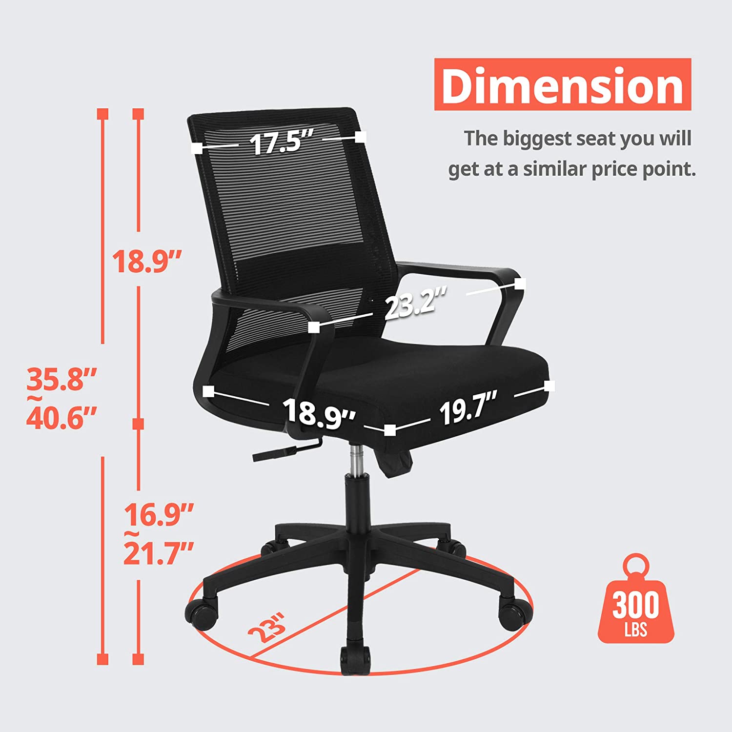 NEO CHAIR Office Chair Ergonomic Desk Chair Mesh Computer Chair Lumbar Support Modern Executive Adjustable Rolling Swivel Chair Comfortable Mid Black Task Home Office Chair, Black-Fabric NEO CHAIR Office Chair Ergonomic Desk Chair Mesh Computer Chair Lumbar Support Modern Executive Adjustable Rolling Swivel Chair Comfortable Mid Black Task Home Office Chair, Black-Fabric